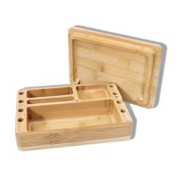 2022 factory supply New magnetic wood cigarette rolling tray operation panel solid with lid smoking accessories