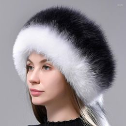 Berets Fur Hats Women Winter Warm Fluffy Bomber Hat With 5 Tails Genuine Real Snow Cap Super Anticold Stylish Headwear
