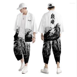 Ethnic Clothing Two-piece Suit XXS-6XL Loose Japanese Cardigan Women Men Cosplay Yukata Harajuku Samurai Kimono Pants Sets
