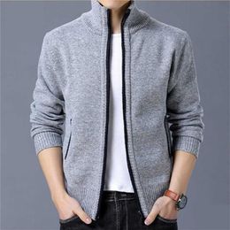 Men's Sweaters fleece Cardigan sweater fall winter thermal jacket zip knit trend casual plus size M 4XL 220923