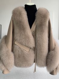 Women s Fur Faux OFTBUY Real Coat Winter Jacket Women Natural Genuine Leather Outerwear Streetwear Locomotive Thick Warm 220926