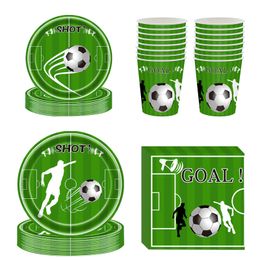 68 Pcs Football Party Tableware Green Theme For World Qatar Cup Supplies Set Include 220926