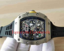 Super Top Watches 44mm Skeleton 11-03 Stainless Steel Black Rubber Bands Transparent Mechanical Automatic Mens Men's Watch Wristwatches