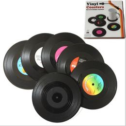 Table Mats 6pieces / Set Spinning Retro Disc Drink Coasters 60SETS