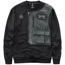 Men s Hoodies Sweatshirts Fashion Techwear Hi Street Mechanical Tactical Pullover Personality Cargo Tops 220922