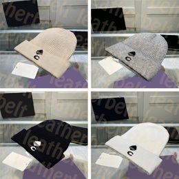 Warm Wool Knitted Hat Solid Colour Skull Cap Letter Print Beanies Hats Women Men Windproof Beanie