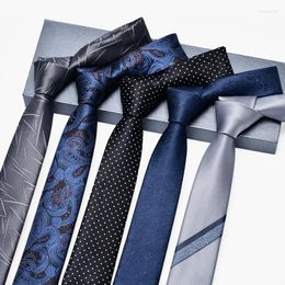 Bow Ties Brand Fashion Business Tie For Men High Quality 6CM Skinny Necktie Work Party Wedding With Gift Box