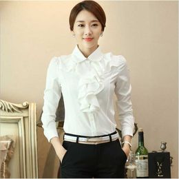 Women's Blouses Shirts Women Chiffon Blouse Long Sleeve Shirt Female Professional Lace Tops OL Chiffon Tops 220923