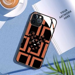Fashion Phone Cases With Bear Pattern Case Luxury Orange Tempered Glass Phonecase Shockproof Cover Shell For IPhone 14 Pro Max 13P 12 11 XR