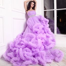 Party Dresses Purple Maternity Dresses Tiered Skirts Ruffled Maternity Gown Poshoot Lingerie Bathrobe Nightwear Baby Shower Gowns Crystal 220923