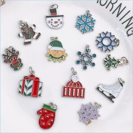 Party Favour Party Favour 17 Styles Christmas Tree Ornaments Santa Claus Pendant Earrings Alloy Accessories Decoration Gif Homeindustry Dhg6E