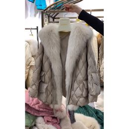 Women s Fur Faux CNEGOVIK Real Jacket Winter Parka Down Coat Collar With 220926