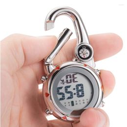 Pocket Watches Vintage Compass Clock Reloj De Bolsill Digital Carabiner Watch Outdoor Sport Climbing Silver Clip-On Quartz
