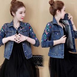 Women's Jackets Women's 2022 Spring Autumn Embroidered Denim Jacket Korean Loose PLus Size 5XL Top Short Printing Coat