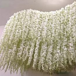 24 Colors 34CM Elegant Artificial Flower Party Wisteria Flowers Vine Home Garden Wall Hanging DIY Rattan Centerpiece Xmas Wedding Decoration Backdrop 0926