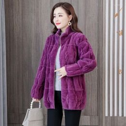 Women's Trench Coats Women's WYWAN 2022 Imitation Mink Velvet Coat Western Noble Winter Fur