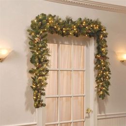 Christmas Decorations 2.7M LED Rattan Wreath Garland Light Flower Strip Ornament Decorative Door Tree Home 220922