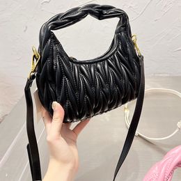 Fold Crossbody Bag Women Small Handbag Purse Genuine Leather Zipper Closure Fashion Letters Removable Strap Lady Hand Clutch Wallet Solid Color