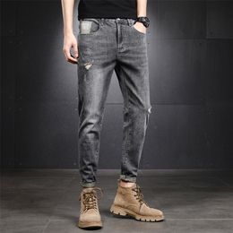 Men's Jeans Fashion Trousers Cotton Straight Elastic Business Pants Classic Style Denim Male 220923