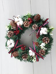 Decorative Flowers Outer Ring 30cm Christmas Wreath Door Garlands Oranments Merry Decor For Home Happy Year Naviidad Pendants 2022