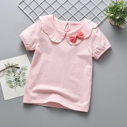 Shirts Baby Clothes Summer Girls With Bow Pure Cotton Cute Roupa Infantil Menina Short Sleeve Casual Infants T Shirt Tops