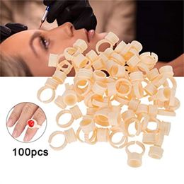 Factory 100Pcs Permanent Makeup Pigment Rings Cups Silicone Glue Soft Silicone Nail Art Tattoo Ink Holder for Microblading Eyebrow