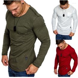 Men's T Shirts Men T-shirt Colour Block Crew Neck Raglan Sleeve Pullover Patchwork Long-sleeved Casual Oversized T-shirts For Autumn Winter