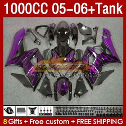 Injection Mould Fairings & Tank purple flames For SUZUKI GSXR 1000 CC K5 GSX-R1000 05-06 Bodywork 157No.135 GSXR-1000 GSXR1000 2005 2006 GSX R1000 1000CC 05 06 OEM Fairing