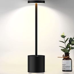 Rechargeable Touch Table Lamp LED Cordless Desk Lamp 5000mAh Battery Operated Portable Night Light 3 Color Stepless Dimming for Restaurant Bedroom Living Room