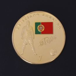 5pcs 24k gold and silver Ronaldo football coin Brazilian soccer World Cup cristiano ronaldo challenges the coins 2pcs 220926
