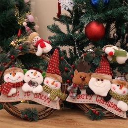 New Christmas Rattan Wreath Decoration Santa Elk Circle Pendant Scene Layout Party Gifts RRE14737