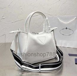 Designer Leatherochette Crossbody silver tote bag with Adjustable Splice Letters and Striped Nylon Strap