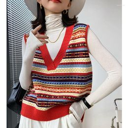 Women's Vests Women's Korean Style Sweater Vest Fashion V Neck Short Pullover Woman Jacket Clothing Tank Top Women Chaleco Punto Mujer