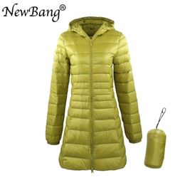 Women's Down Parkas Bang 8XL Ladies Long Warm Coat With Portable Storage Bag Women Ultra Light Jacket Overcoats Hip-Length 220924