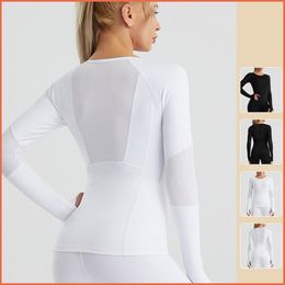 Autumn Yoga Quick Dry High Elasticity Tops For Women Gym Fitness Running Sports Long Sleeve Bodybuilding Slim T-shirt 20W136