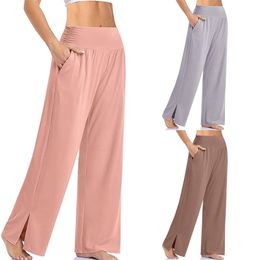 Women's Pants Capris Wide Leg Trousers Solid Color Casual Comfortable Loose Yoga Dance Lady Fashion Long Straight Sweatpants Summer 220922