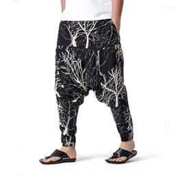 Men's Pants Men's 2022 Men Harem Print Retro Drop Crotch Joggers Cotton Trousers Baggy Loose Nepal Style Casual S-3XL