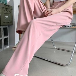 Women's Pants Capris Khaki Suit for Women Party Elegant Autumn Thin Loose High Waisted Straight Stacked Baggy Wide Leg Trousers 220922