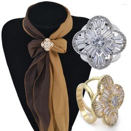 Brooches Jackstraw Fashion Simple Wild Pure Copper Zircon Thick Double Ring Scarves Buckle Circle Scarf Factory Direct