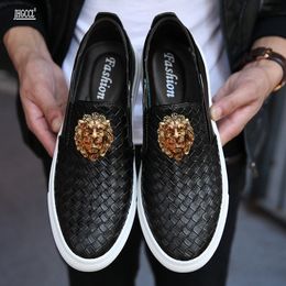 Men's Woven Handmade Leather New and Emed Love White Breathable Casual Shoes for Anti-slip Moisture A15 747