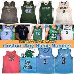 Mitch Custom Tulane Green Wave Basketball Jersey NCAA College Teshaun Hightower K.J. Lawson Walker Thompson Nic Thomas Kevin Zhang Ray Ona Embo