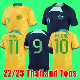 22 23 voetbaltruien Tops Australië Wereldbeker Leckie MacLaren Hrustic Mabil Mooy Fans 2022 2023Nationaal team Home Away voetbalshirt