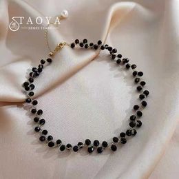 2022 Sexy Black Crystal Woven Chockers Necklace For Women's Luxury Jewelry Party Girls' Exquisite Suit Neck Chain Accessories