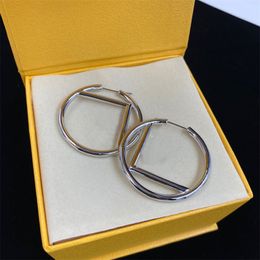 Luxury Fashion Lady Silver Earrings Gold Designer Earring Big Circle Letter Brand Wedding Diamond Women Jewelry