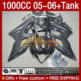 Injection Mould Fairings & Tank For SUZUKI GSXR 1000 CC K5 GSX-R1000 05-06 Bodywork 157No.125 GSXR-1000 GSXR1000 2005 2006 GSX R1000 1000CC 05 06 OEM Fairing matte black