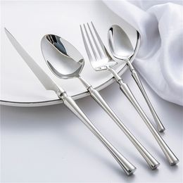 Dinnerware Sets 24pcslot Korean Food Portable Cutlery 304 Stainless Steel Table Fork Knife Spoon Dinner Set Gold Tableware 220922