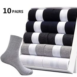 Men's Socks 10pairs Polyester Cotton Middle Tube Summer Thin Solid Color Breathable Business Men Drop 220924