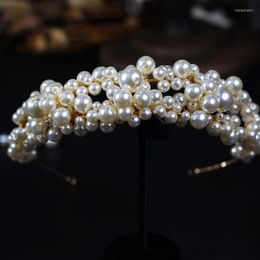 Headpieces Bridal Pearl Tiara Shiny Artificial Pearls Beaded Headloop Women Girls Elegant Hair Accessory For Wedding Party Proms