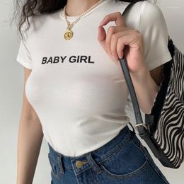 Women's T Shirts Women's T-Shirt Summer 2022 Women Crop Tops Short Sleeve Oversize White Shirt Letter Printed Graphic Tees 90s