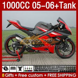 Injection red glossy Mold Fairings & Tank For SUZUKI GSXR 1000 CC K5 GSX-R1000 05-06 Bodywork 157No.116 GSXR-1000 GSXR1000 2005 2006 GSX R1000 1000CC 05 06 OEM Fairing